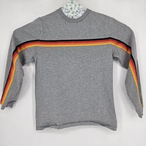 Ninth Hall Shirt Mens Medium Sweater Crewneck Long Sleeve Tee Gray Striped